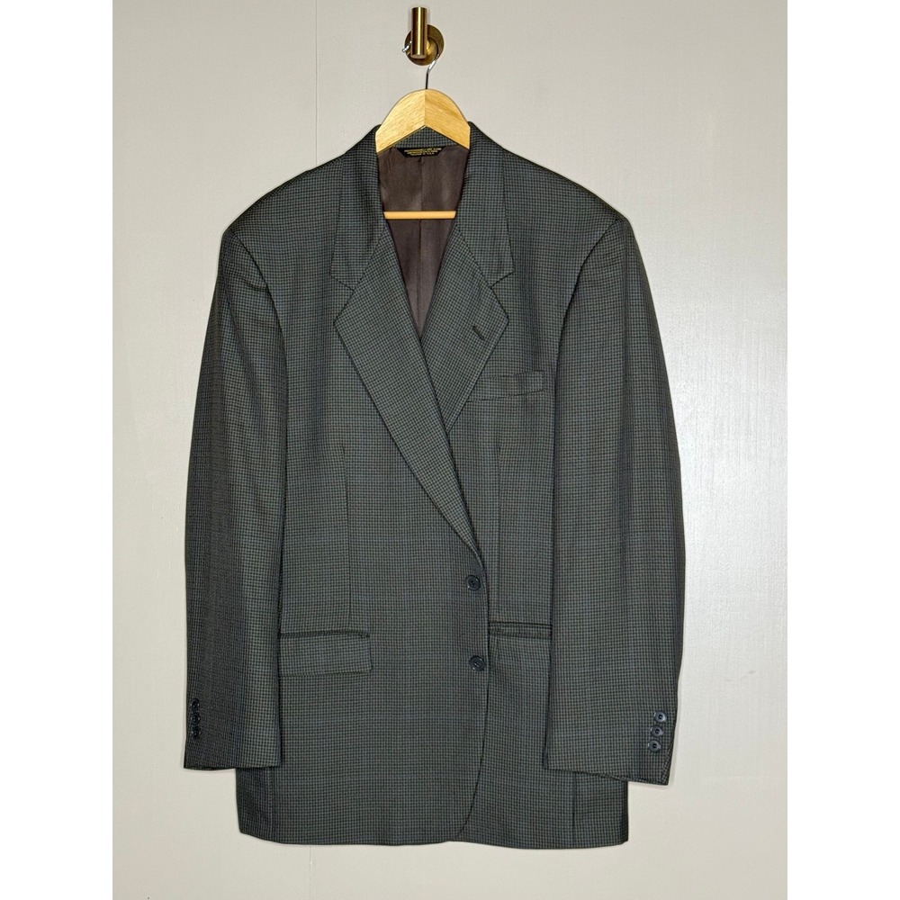 Nino Cerruti Rue Royale Mens Grey Blue Micro Check Blazer Sport Coat USA Made